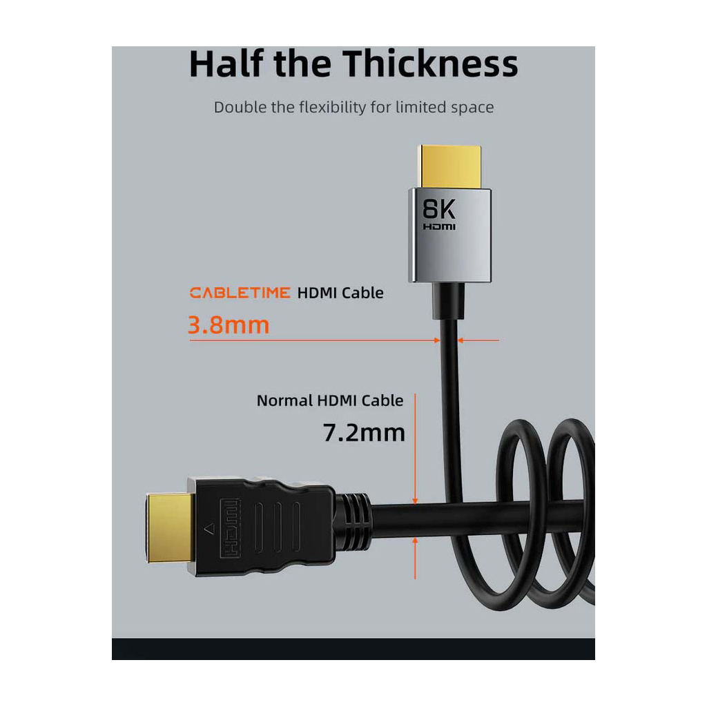 Кабель мультимедійний HDMI M to HDMI M 2.0m V2.1 8K60Hz Cabletime (CA915910) - picture 5