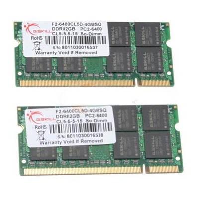 Модуль пам'яті для ноутбука SoDIMM DDR2 4GB(2x2GB) 800 MHz G.Skill (F2-6400CL5D-4GBSQ) - зображення 1
