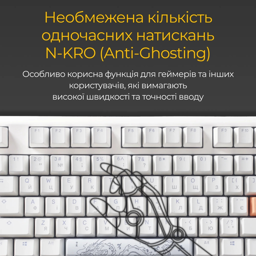 Клавіатура Ducky One 3 TKL Cherry MX Speed Silver RGB UA USB White (DKON2187ST-PUAPXPWWWSC1) - зображення 9