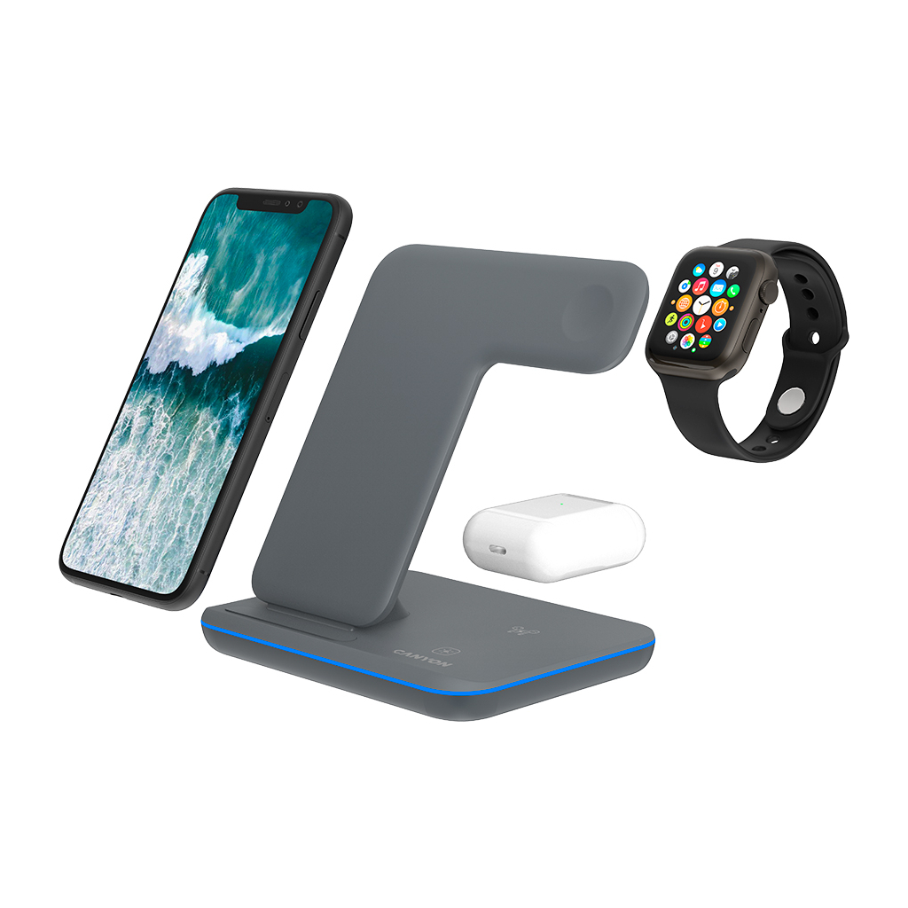 Зарядний пристрій Canyon WS-303, 3in1 Wireless Dark Grey (CNS-WCS303DG) - зображення 6