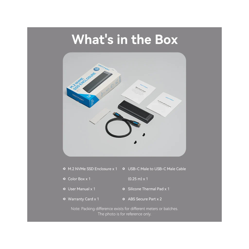 Кишеня зовнішня Vention SSD M.2 (NVME) M-key USB Type-C 3.2 10Gbps Heat Sink Aluminum (KPKH0) - зображення 12