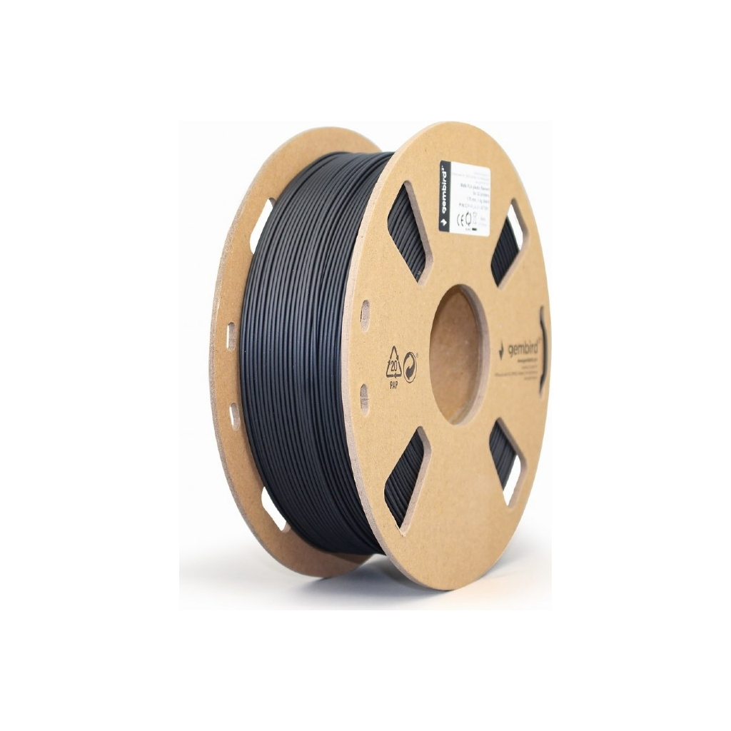 Пластик для 3D-принтера Gembird PLA, 1.75 мм, 1кг, black, Matte (3DP-PLA-01-MTBK) - зображення 1