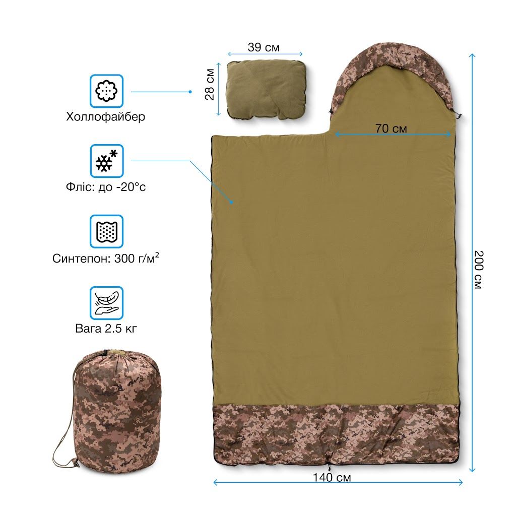 Спальний мішок KTV FP-70 (піксель) - зображення 2