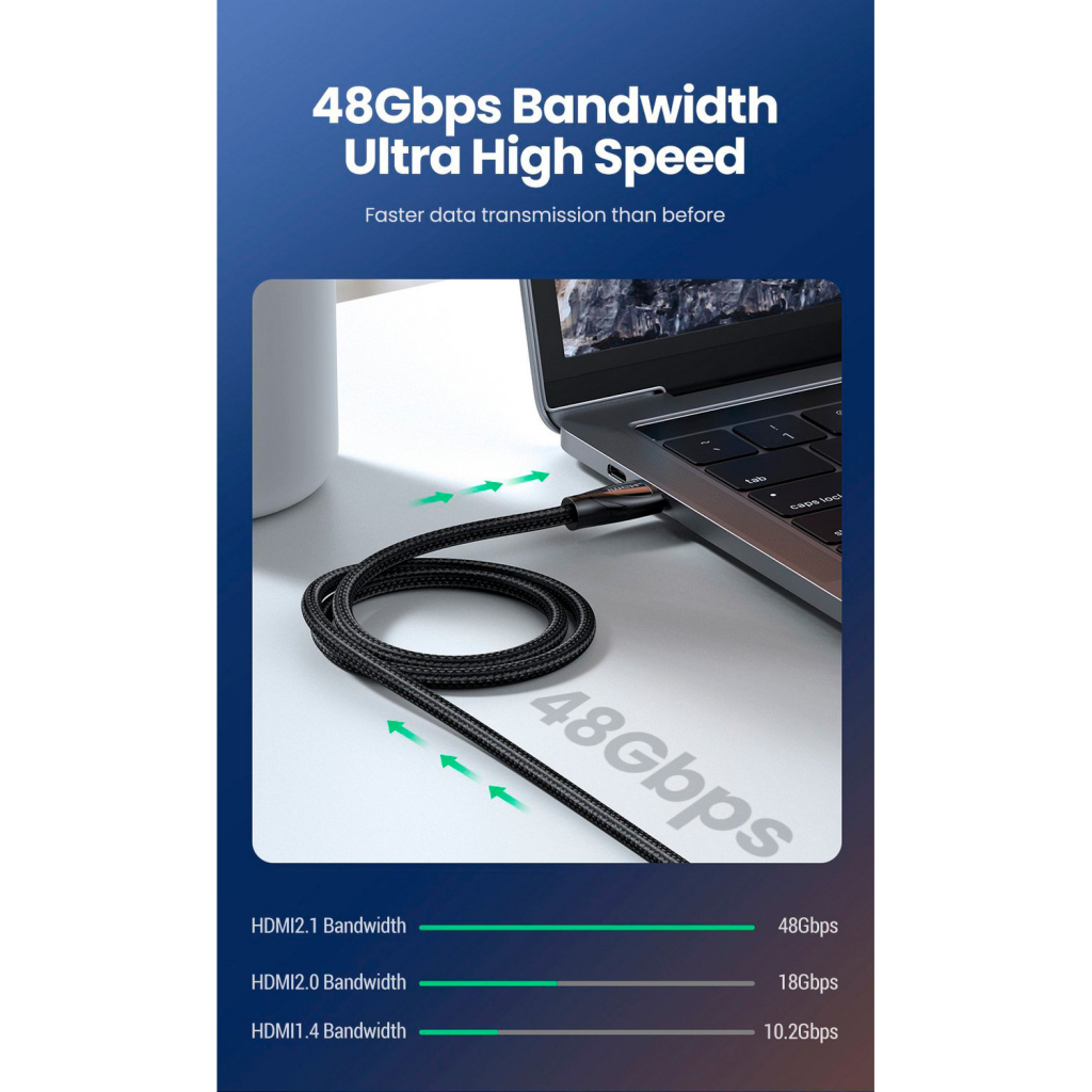 Кабель мультимедійний HDMI M to HDMI M 1.5m braided HD140 black UGREEN (80402) - зображення 8