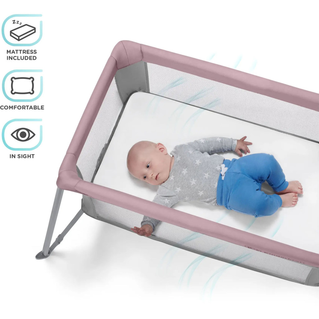Ліжечко Kinderkraft манеж 2 в 1 Movi Pink (5902533918430) - зображення 8