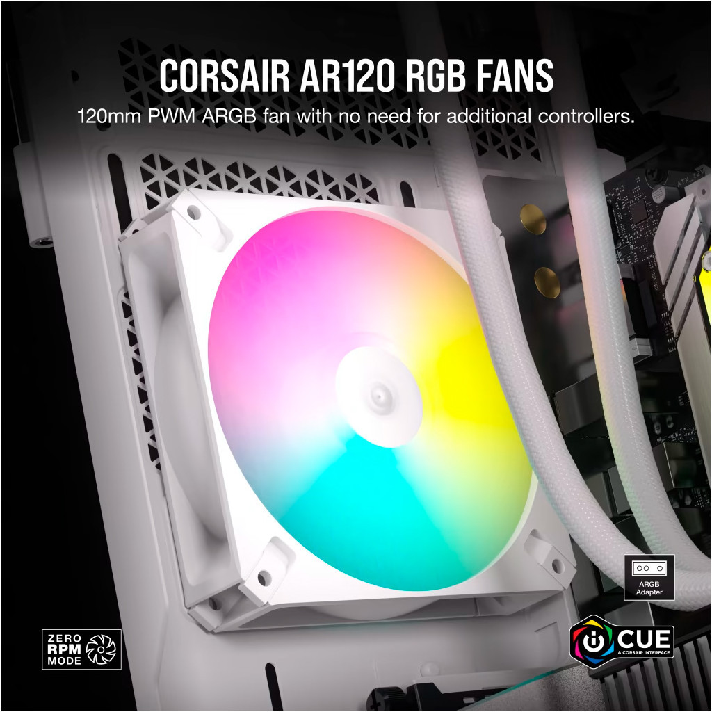 Кулер до корпусу Corsair iCUE AR120 Digital RGB 120mm PWM Fan - White (CO-9050168-WW) - зображення 6