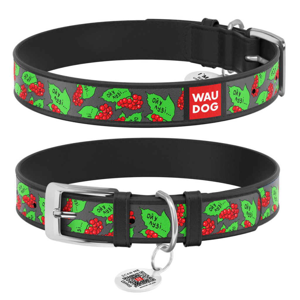 Нашийник для тварин WAUDOG Design з QR паспортом "Калина" XL Ш 35 мм Д 46-59 см (чорний) (3606-0228-01) - изображение 4
