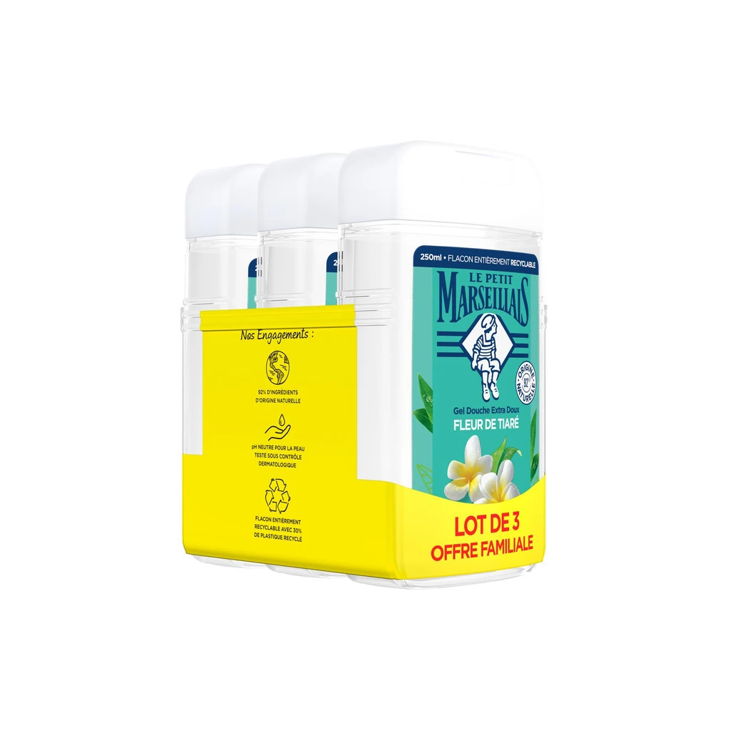Гель для душу Le Petit Marseillais Квітка тіаре 3 x 250 мл (3574661699615) - зображення 2
