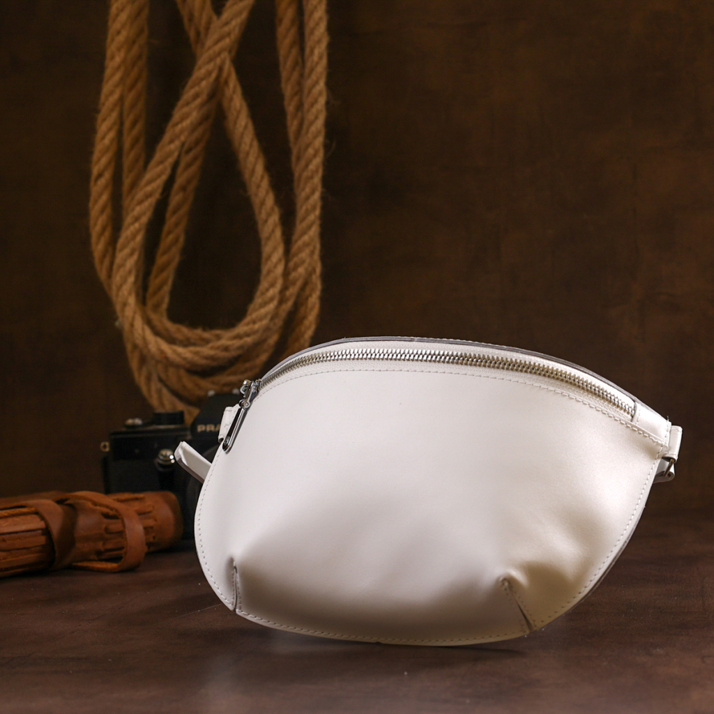 Сумка Shvigel Шкіряна бананка Біла (16384) - зображення 8