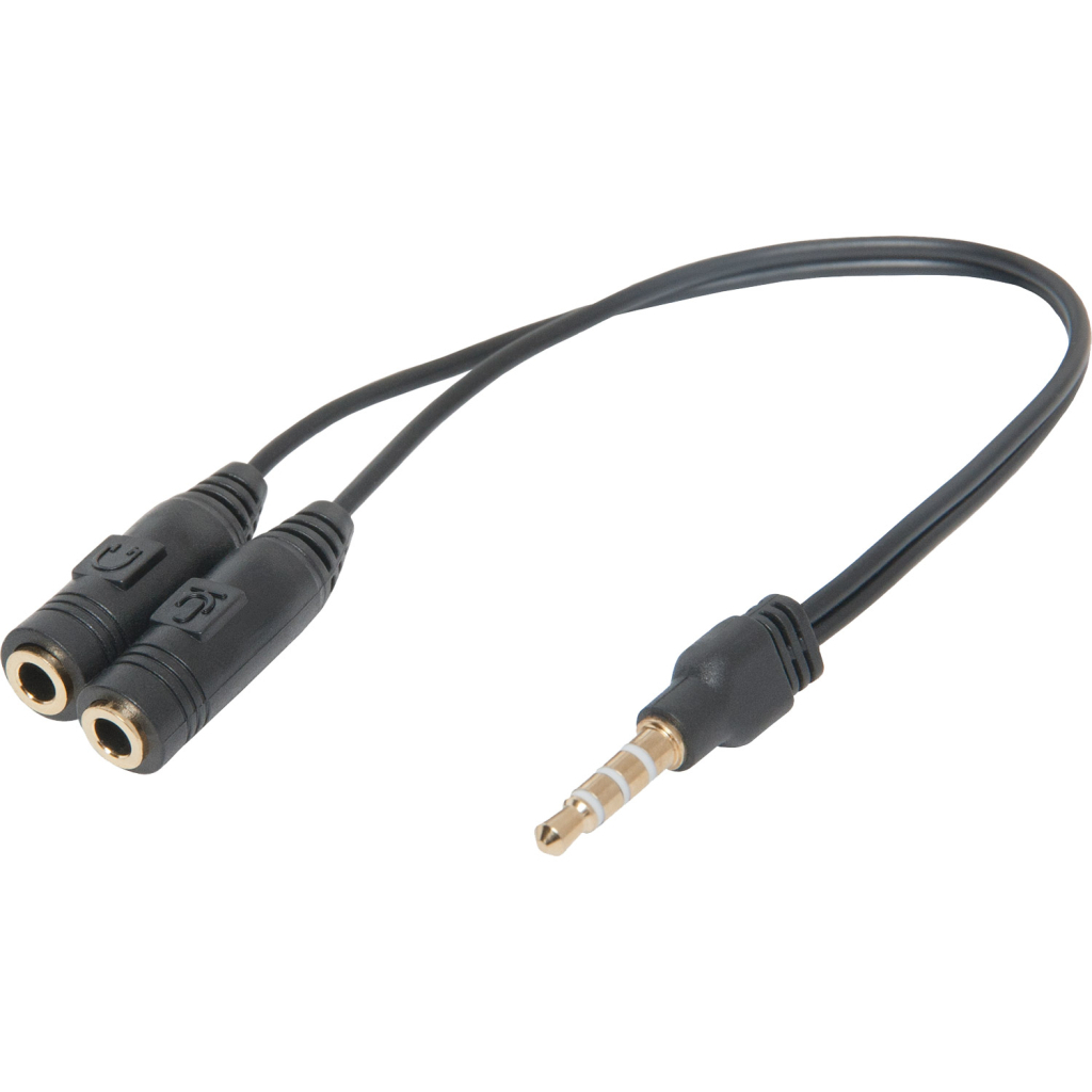 Перехідник Jack 3.5mm M 4pin to 2 Jack 3.5mm F (Audio+MIC) Headset Jack Defender (63012) - зображення 1