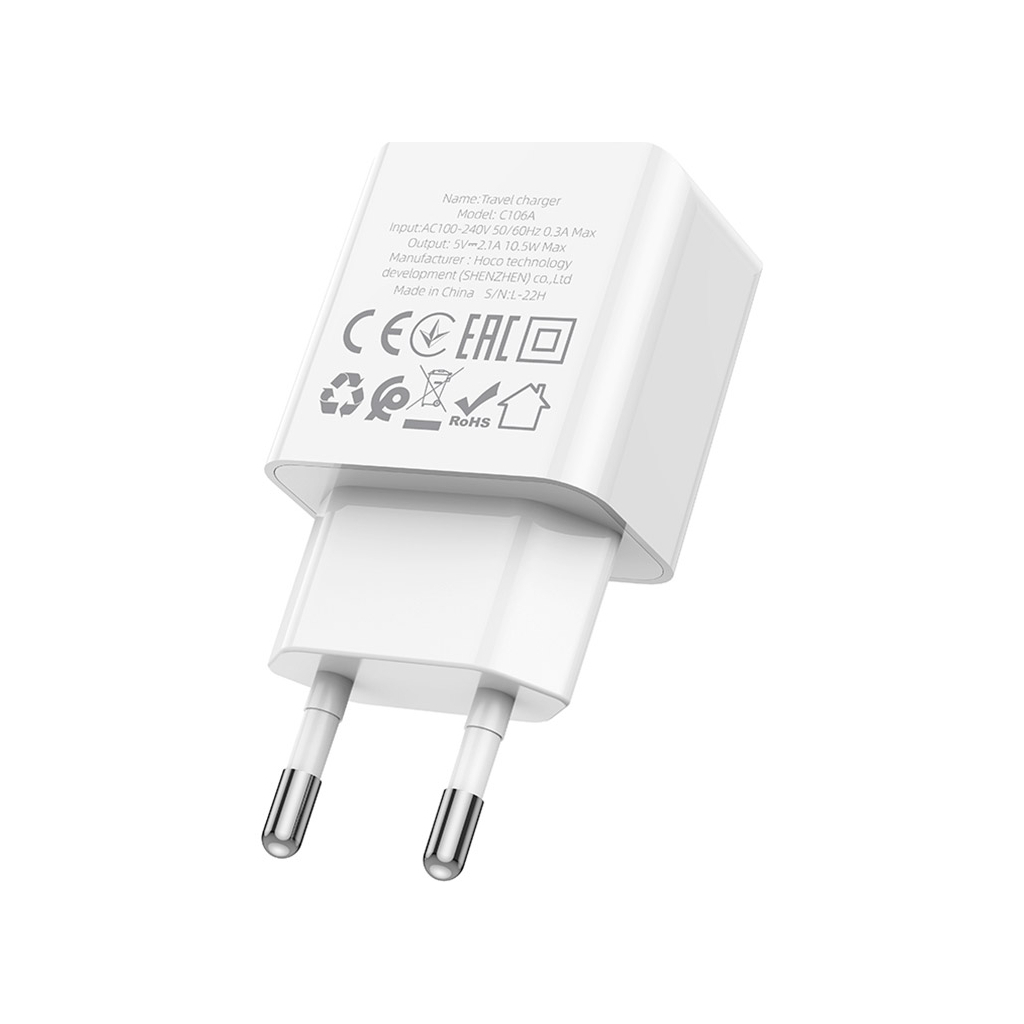 Зарядний пристрій HOCO C106A Leisure USB 10.5W White (6931474783882) - зображення 2