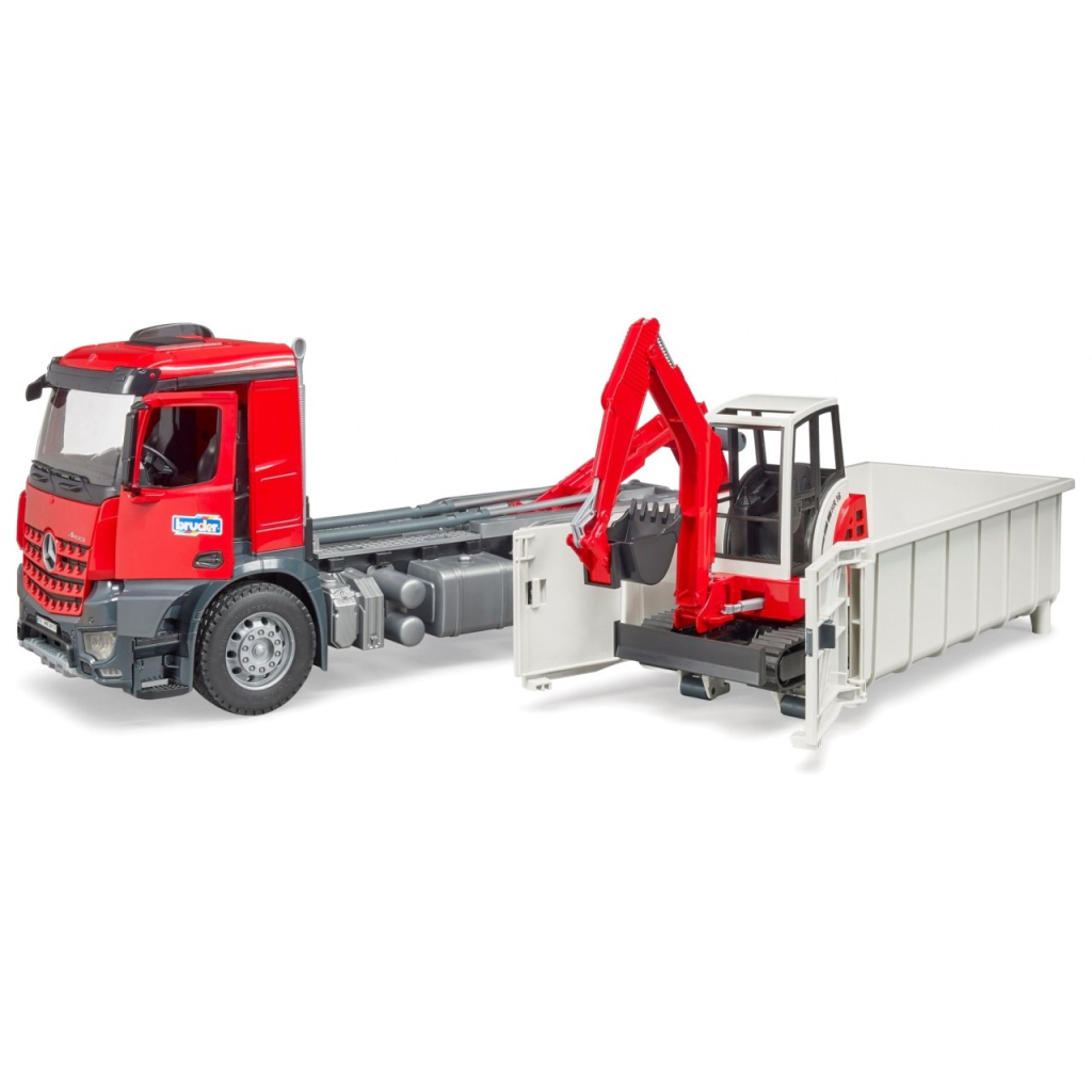 Спецтехніка Bruder автомобіль MB Arocs з будівельним контейнером та міні-екскаватор Schaeff (03624) - зображення 2