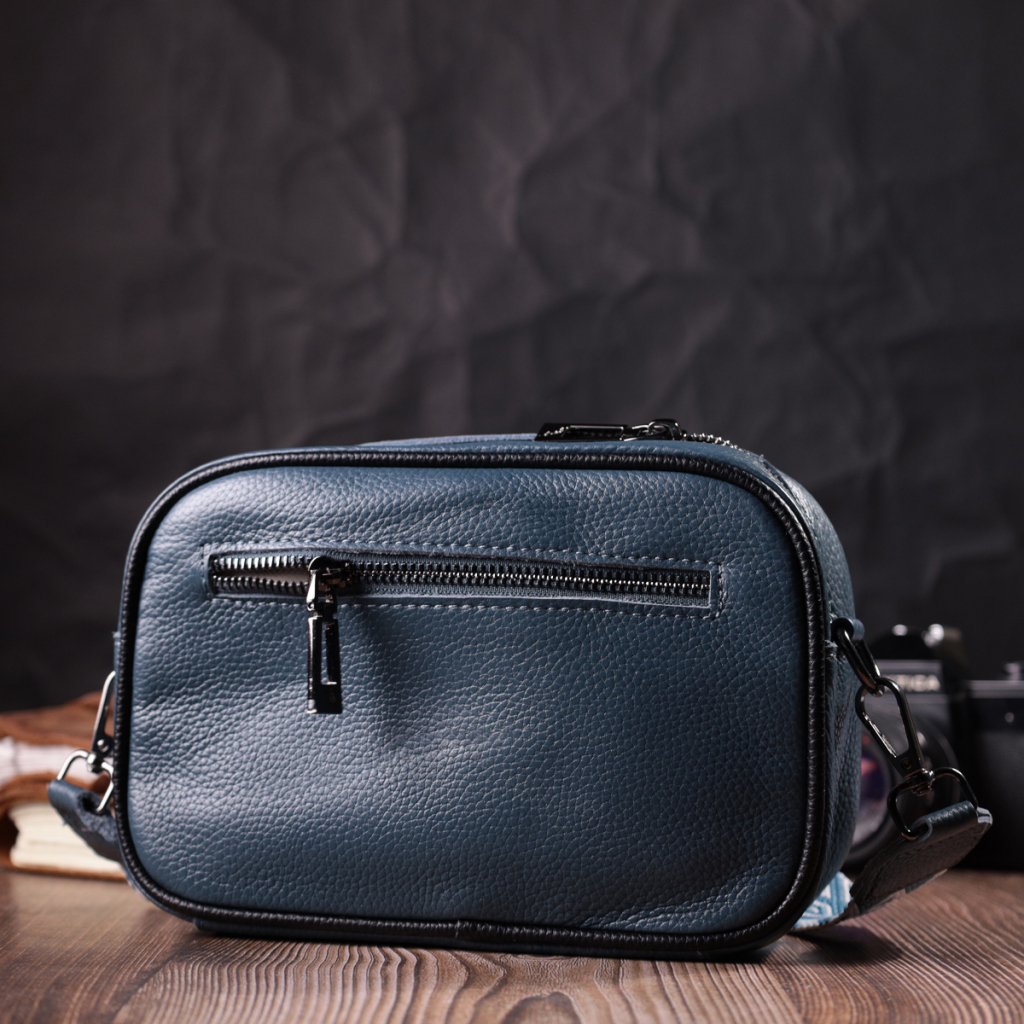 Сумка Vintage Шкіряна жіноча через плече на одне відділення Синя (22385) - зображення 10