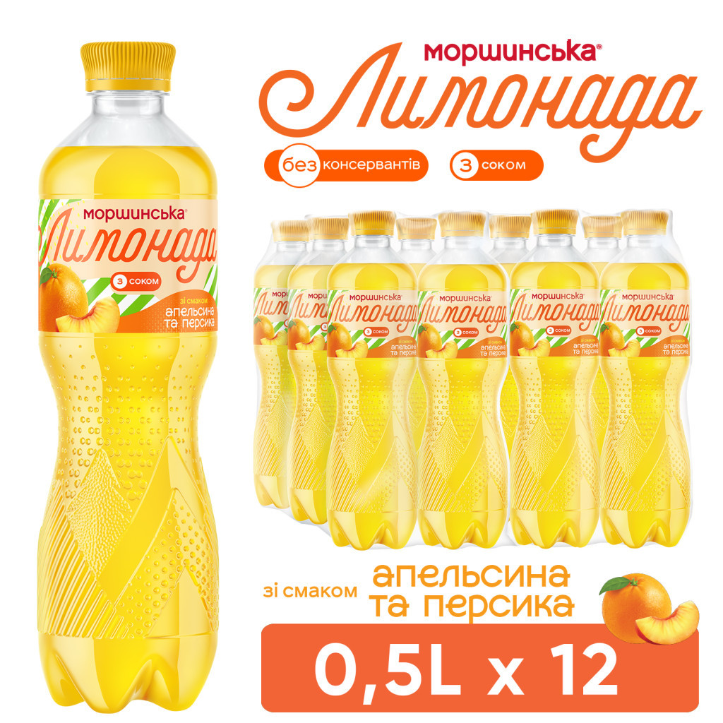 Напій Моршинська соковмісний Лимонада зі смаком Апельсин-Персик 0.5 л (4820017002745) - изображение 6