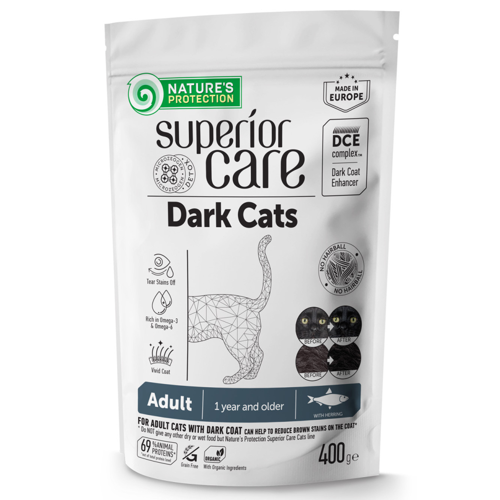 Сухий корм для кішок Nature's Protection Superior Care Dark Cats Grain Free Herring 400 г (NPSC47780) - зображення 1
