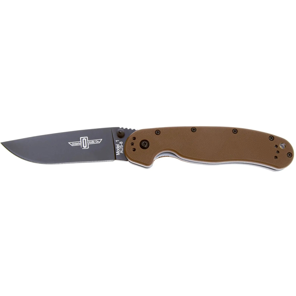 Ніж Ontario Knife RAT I AUS-8 Coyote Brown, Black Blade (ON8846CB) - зображення 1