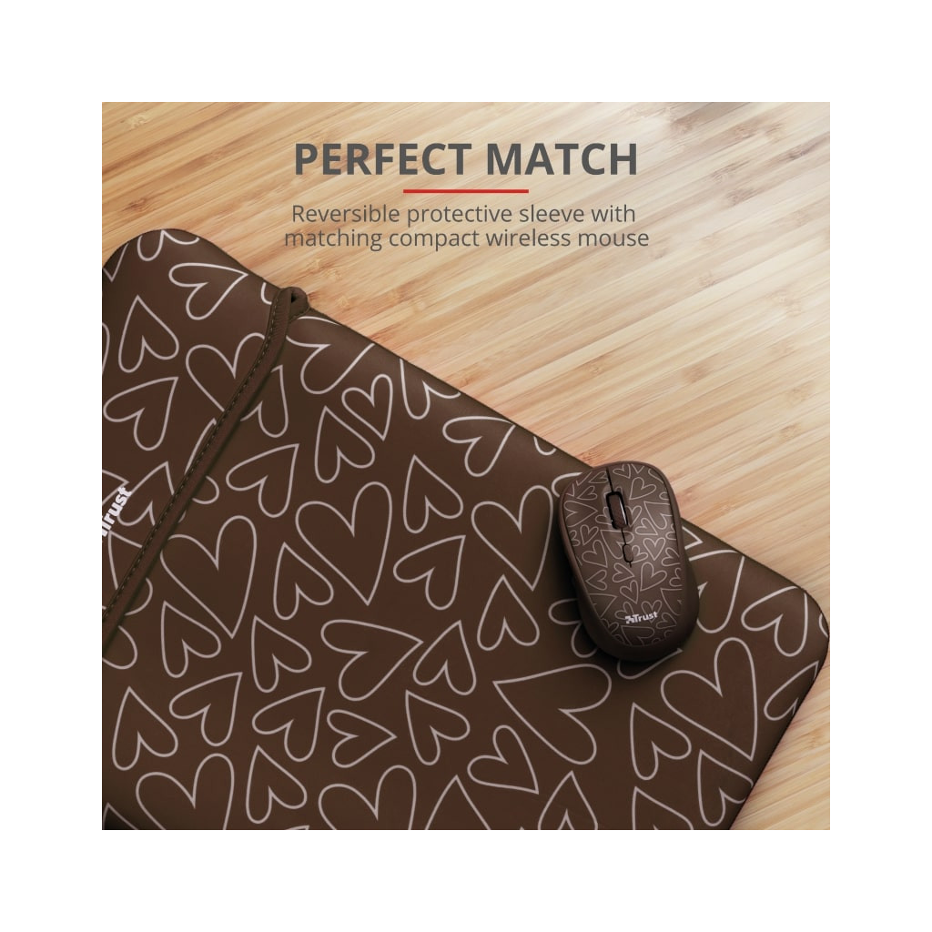 Чохол до ноутбука Trust 15.6" Yvo Mouse & Sleeve Brown-hearts + mouse (23446) - зображення 14