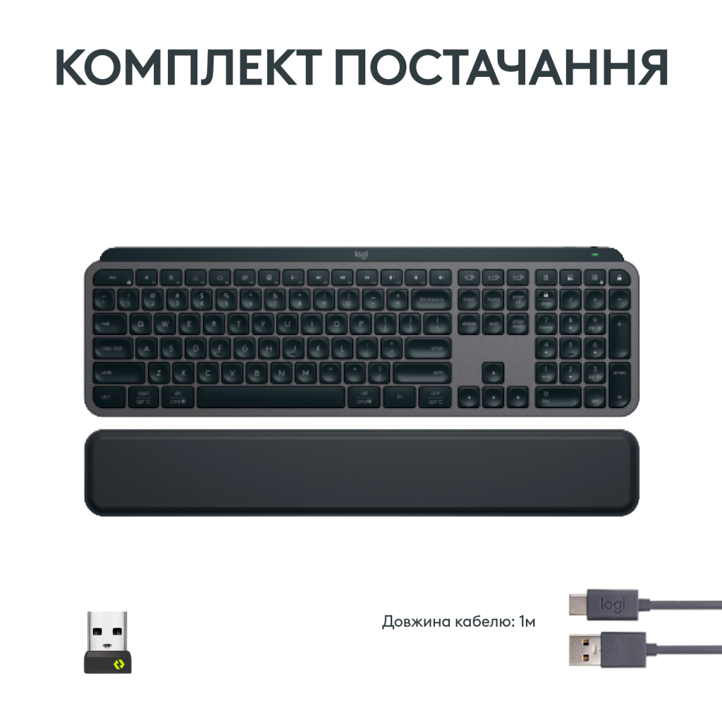Клавіатура Logitech MX Keys S Plus Palmrest Wireless UA Graphite (920-011589) - зображення 9