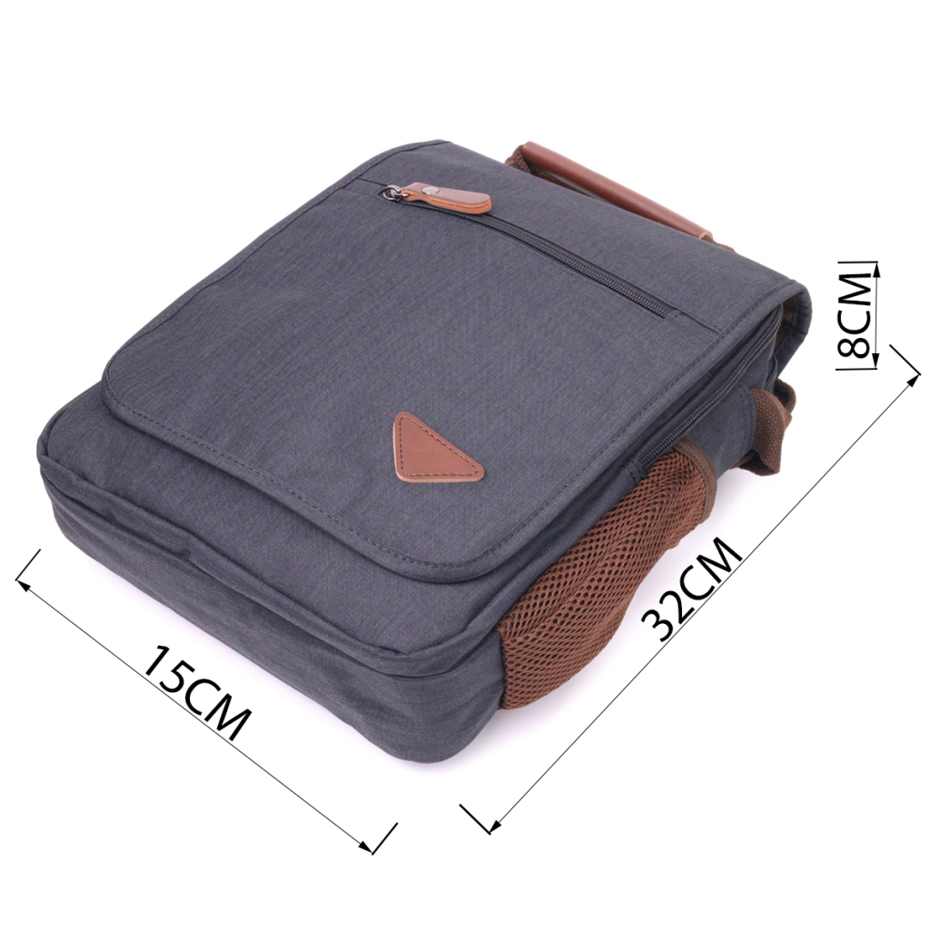 Сумка Vintage Вертикальна чоловіча через плече текстильна Чорна (21261) - зображення 4