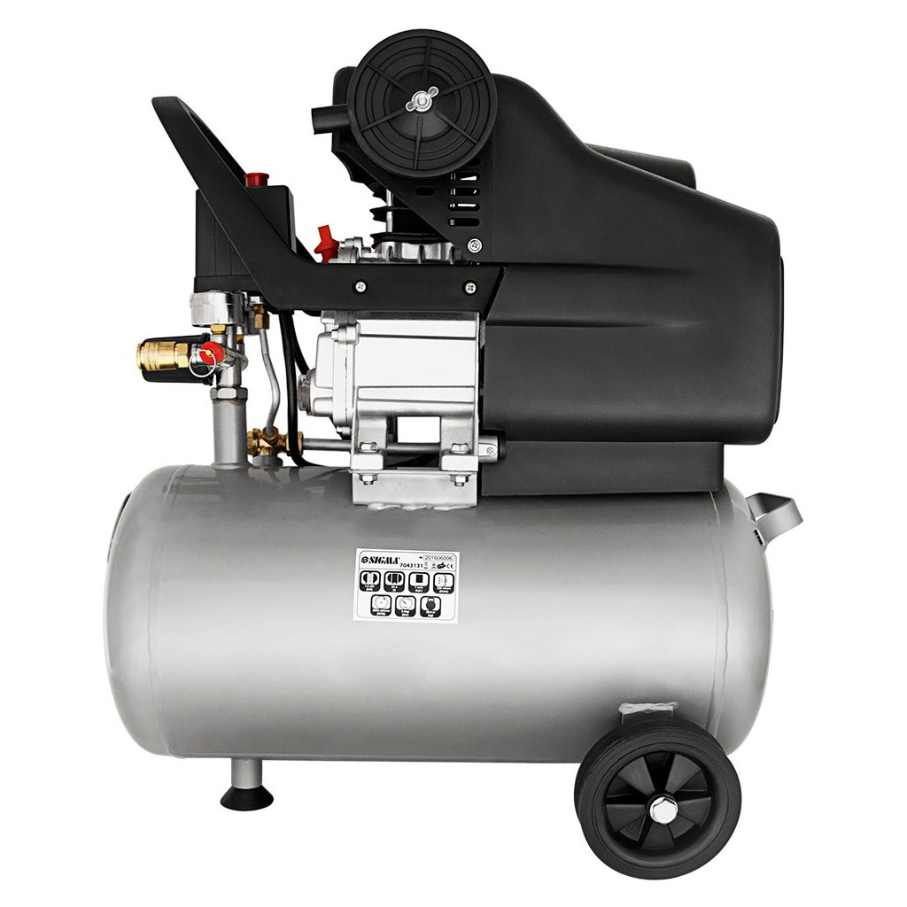 Компресор Sigma одноциліндровий 1.8кВт 230л/хв 8бар 24л (2 крана) (7043131) - зображення 3