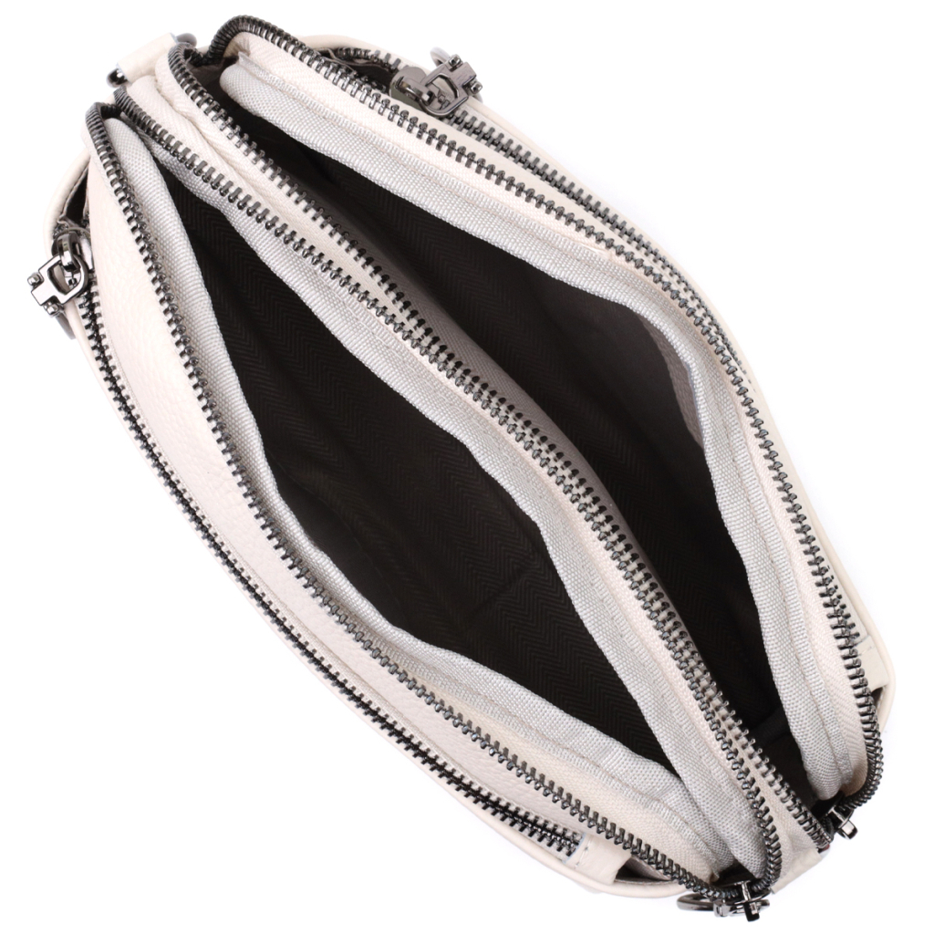 Сумка Vintage Жіноча прямокутна з кишенями з натуральної шкіри Біла (22598) - зображення 9