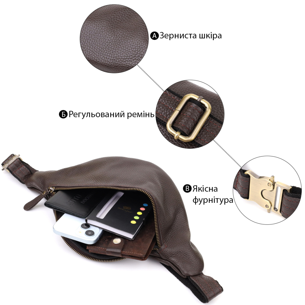 Сумка Shvigel З натуральної шкіри Коричнева (23146) - зображення 4