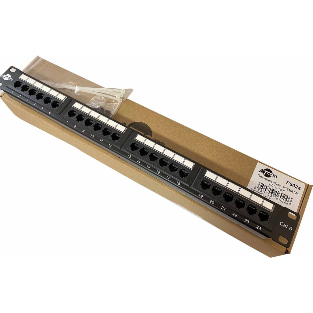 Патч-панель Atcom 19" 24 порта UTP cat.6 (P6024) - изображение 1