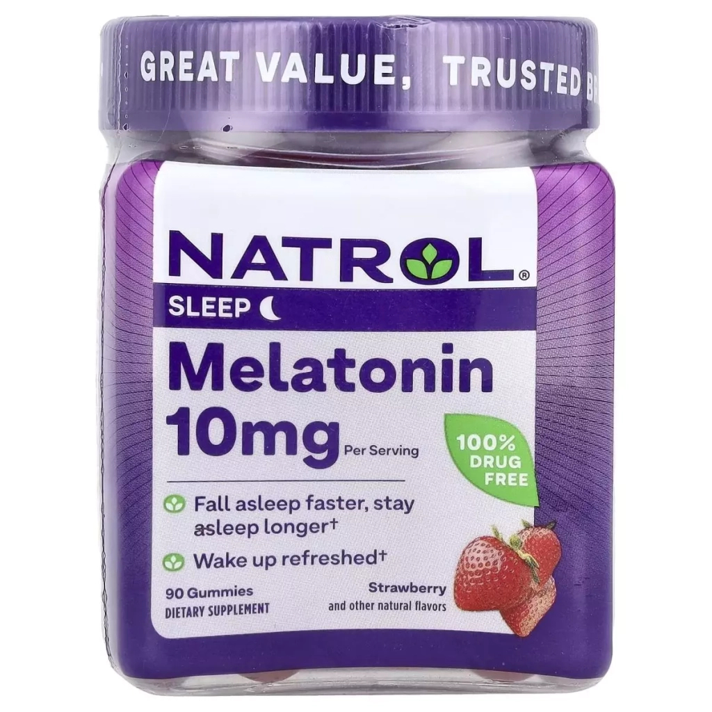 Амінокислота Natrol Мелатонін, 10 мг, смак полуниці, Melatonin, 90 жувальних кон. (NTL-07331) - зображення 1