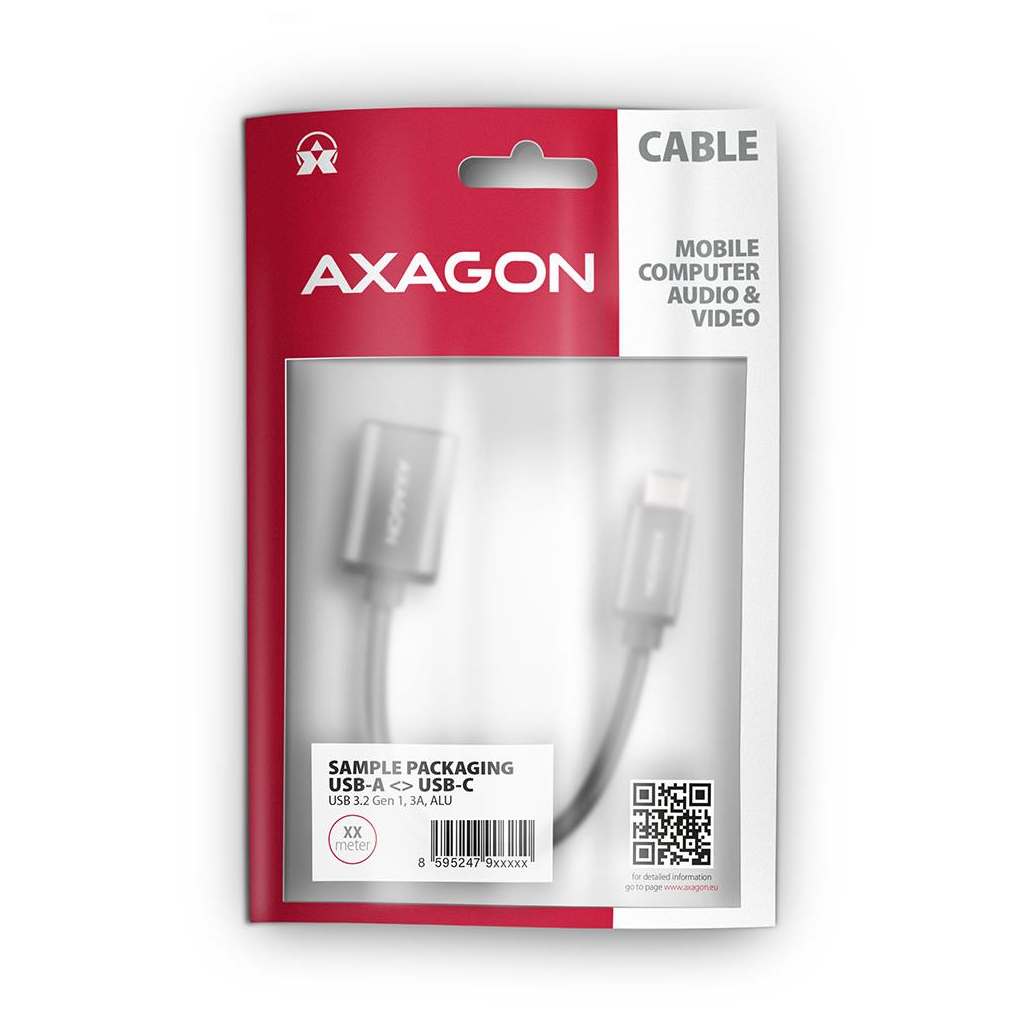 Перехідник OTG USB 3.0 AF to USB-C 0.2m gray AXAGON (RUCM-AFAC) - зображення 2