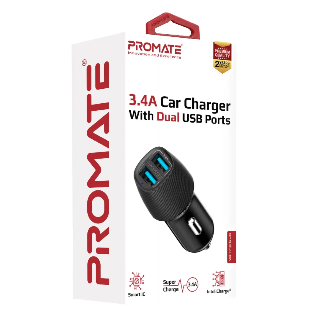 Зарядний пристрій Promate 17W 2xUSB (voltrip-duo.black) - зображення 2