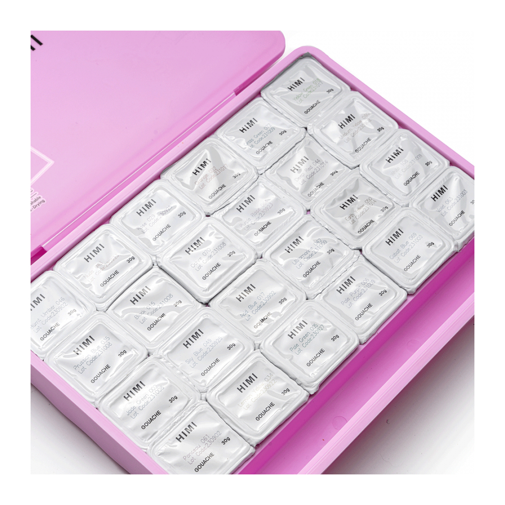 Гуашеві фарби HIMI Jelly Cup 24 кольори по 30мл, рожевий пл (6974712453642) - picture 7