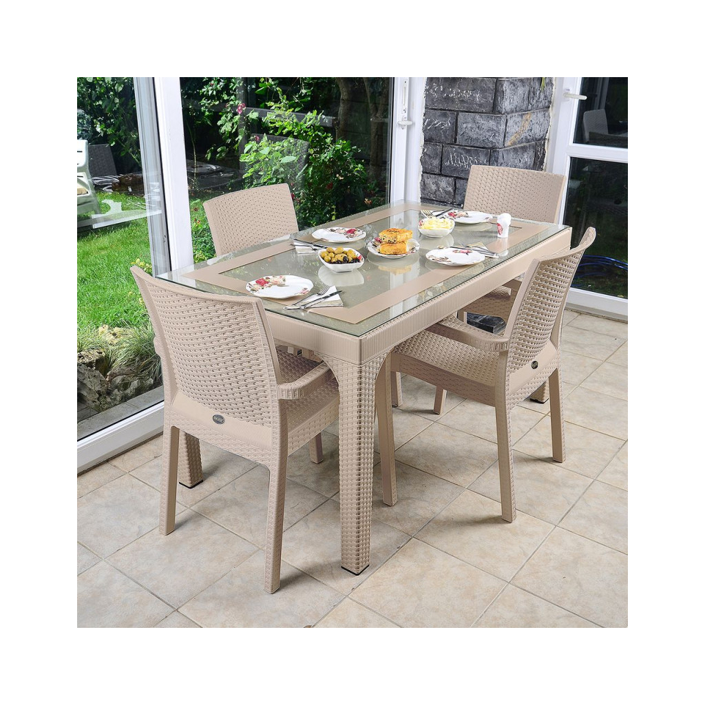 Стіл садовий Irak Plastik під ротанг 80х140 см білий (4775) - зображення 3