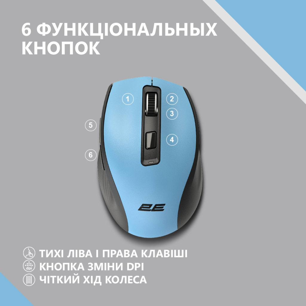 Мишка 2E MF250 Silent Wireless Blue (2E-MF250WBL) - зображення 4
