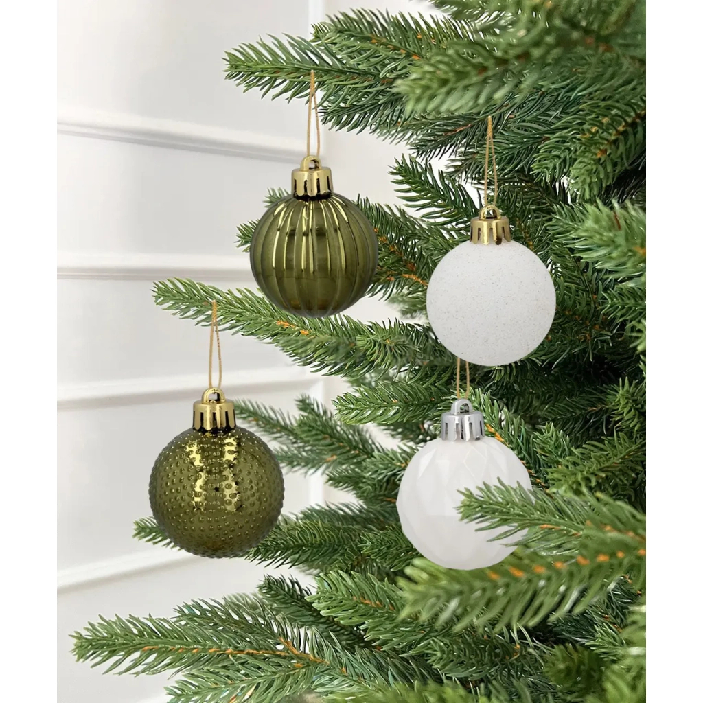 Ялинкова іграшка Chomik пластикові кульки 16 шт, 4 см, зелені і білі (5900779877351_2) - зображення 7