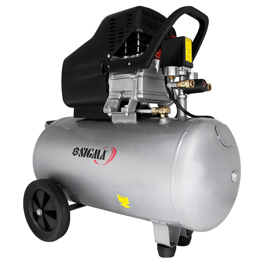 Компресор Sigma одноциліндровий 1.8кВт 230л/хв 8бар 50л (2 крана) (7043141) - зображення 1