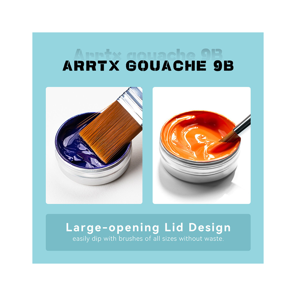 Гуашеві фарби Arrtx 9B, 9 кольорів (LC302925) - изображение 5