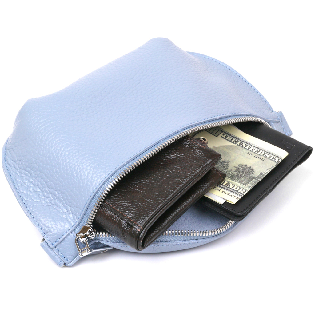 Сумка Shvigel Шкіряна бананка Блакитна (16374) - зображення 5