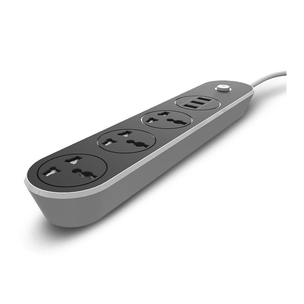 Мережевий фільтр живлення ColorWay CW-CHU33B, 3 розетки / 3USB Black 1.8M - зображення 3
