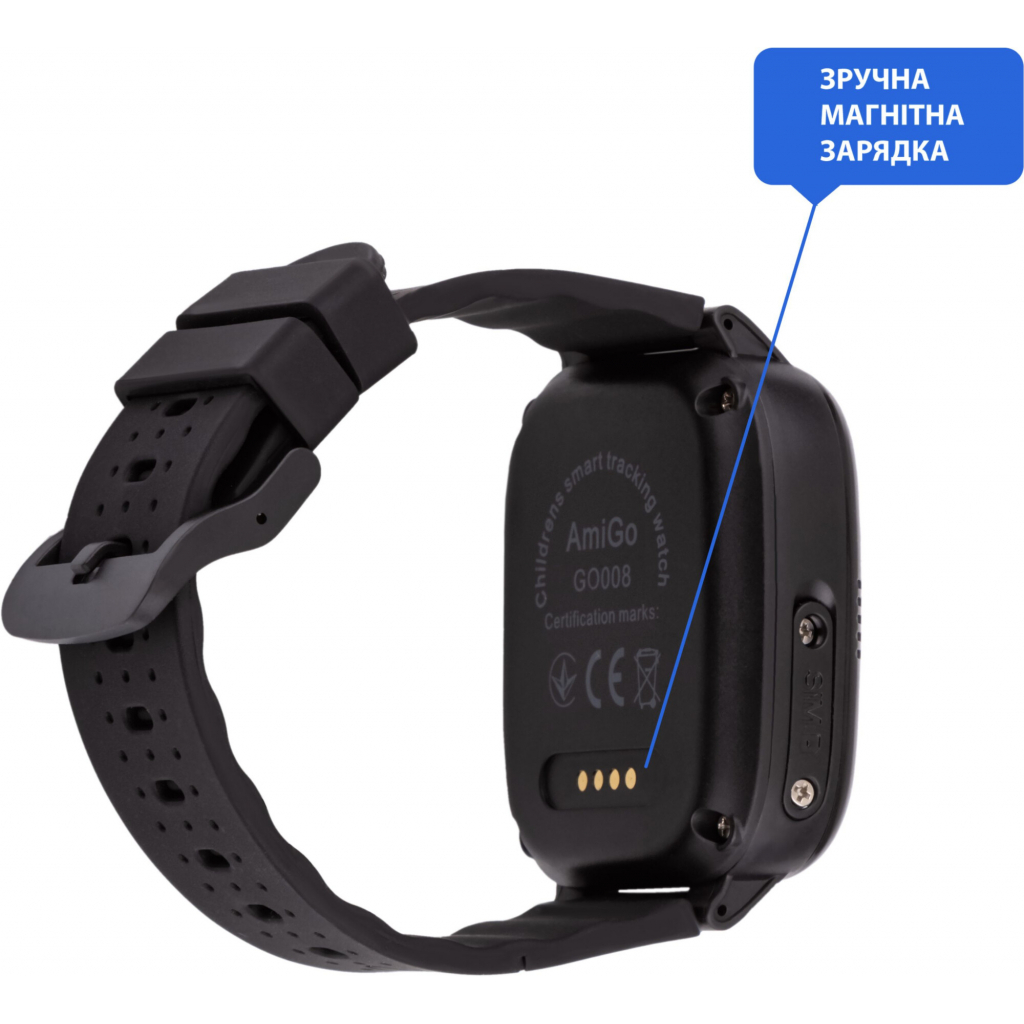 Смарт-годинник Amigo GO008 MILKY GPS WIFI Black (873291) - зображення 2