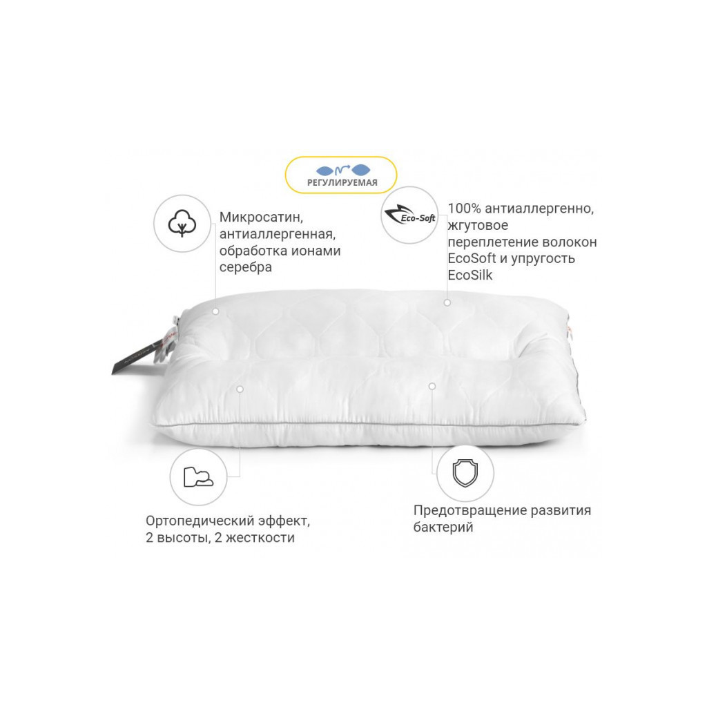 Подушка MirSon ортопедична DeLuxe Eco-Soft Silver 565 50х70 см (2200000625168) - зображення 2
