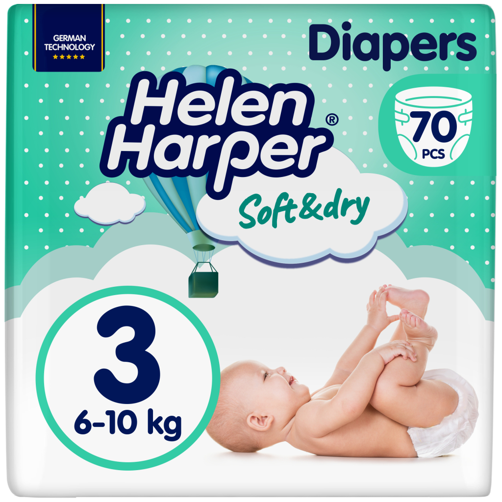 Підгузки Helen Harper Soft&Dry New Midi Розмір 3 (6-10 кг) 70 шт (2316773) - зображення 1