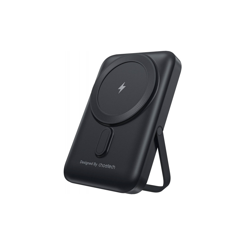 Батарея універсальна Choetech Magnetic Wireless 10000mAh 20W, PD, Qi-15W, USB-C In/Out, with holder, Black (B743-CCBK) - зображення 1