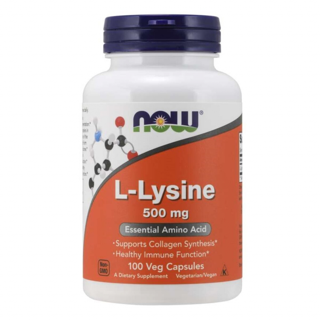 Амінокислота Now Foods L-Лізин, L-Lysin, 500 мг, 100 вегетаріанських капсул (NF0110) - зображення 1