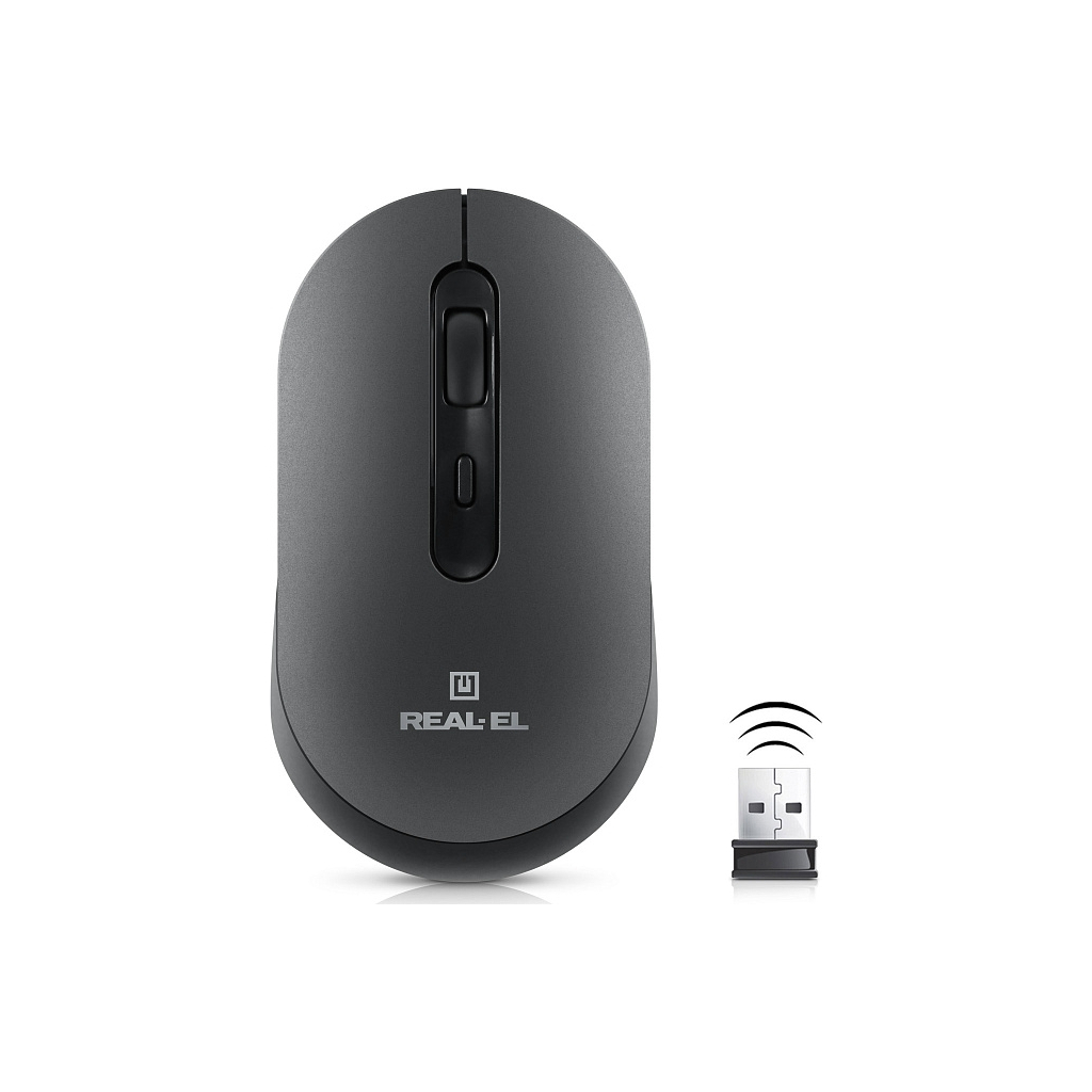 Мишка REAL-EL RM-470W Wireless/Bluetooth Dark Gray (EL123200049) - зображення 2