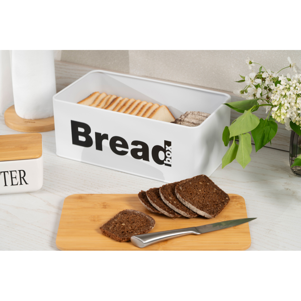 Хлібниця Ardesto Midori 33х18х13см, метал, бамбук, білий (AR0912WB) - зображення 3