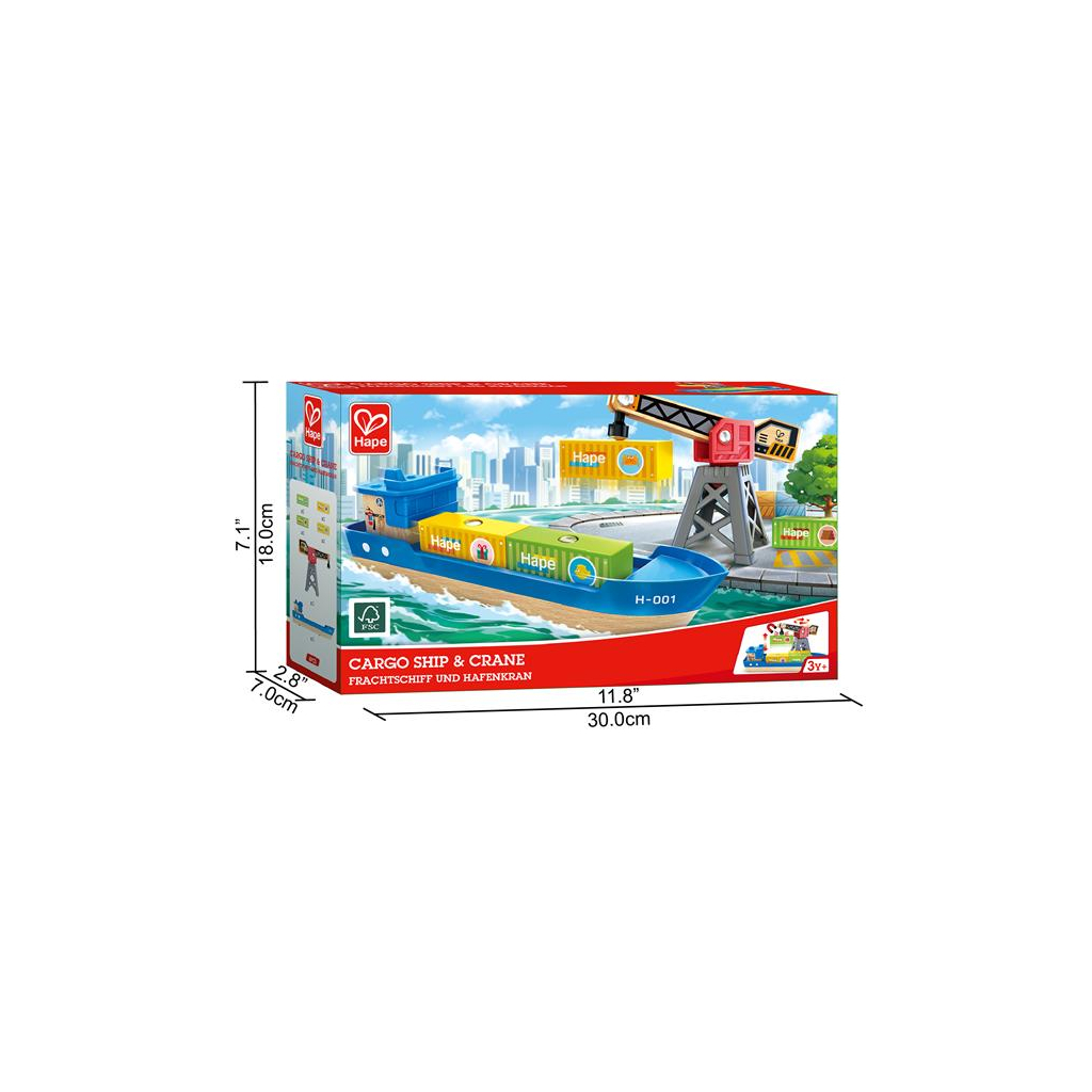 Залізниця Hape Набір для залізниці Корабель із краном (E3792) - зображення 5