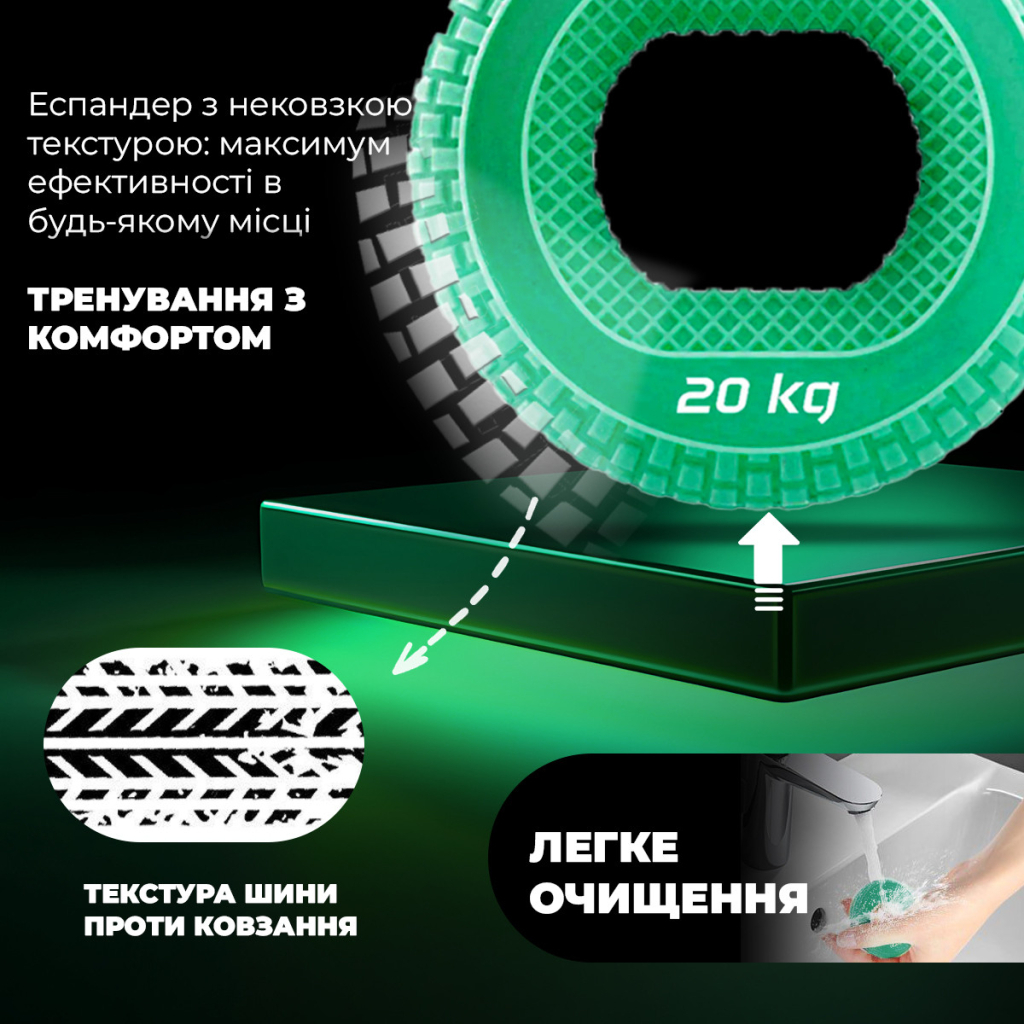 Еспандер PowerPlay PP-4333 Hand Grip Medium 20 кг Зелений (PP_4333_Green_20kg) - зображення 9