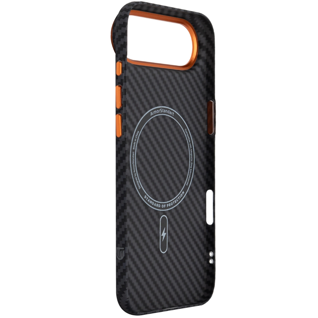 Чохол до мобільного телефона Armorstandart LikeCarbon2 SE MagCase Apple iPhone 17 Air Black Orange (ARM89155) - зображення 4