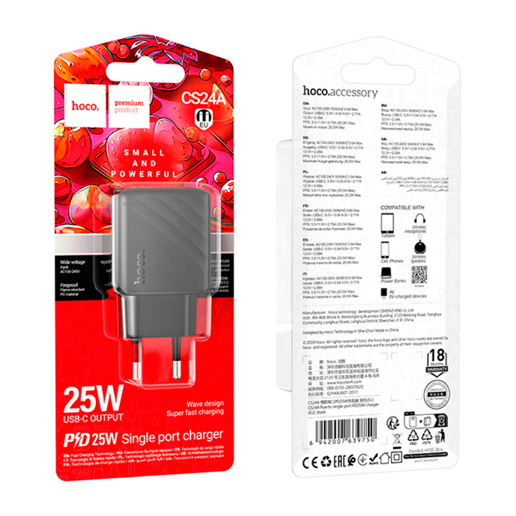 Зарядний пристрій HOCO CS24A Puerto USB-C PD25W Black (6942007639750) - зображення 6