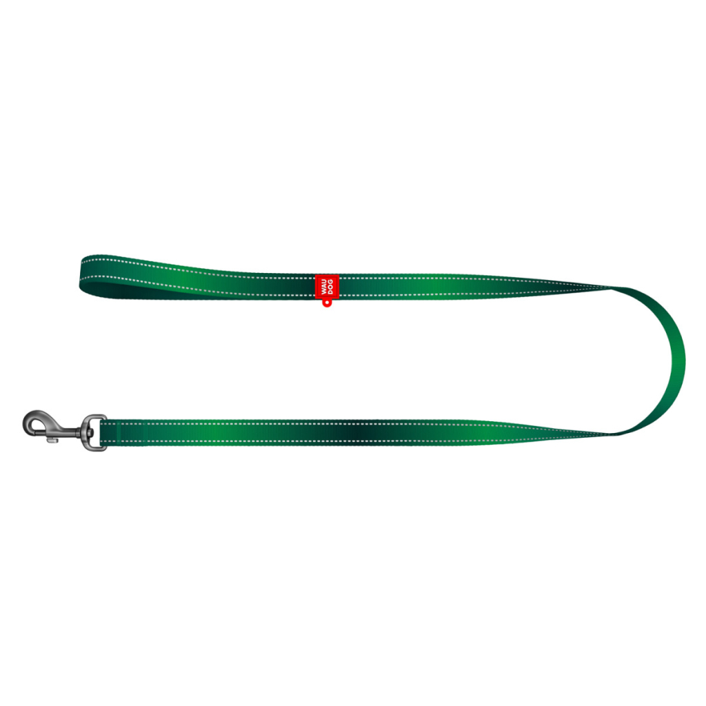 Повідець для собак WAUDOG Nylon Mono світловідбивний L-XXL 25 мм, 200 см, зелений (463818) - зображення 2